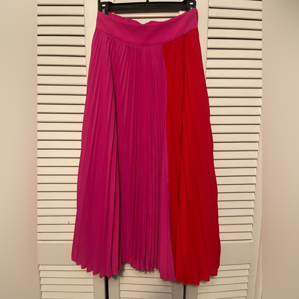 NWOT Crosby by mollie burch pink and red pleated midi skirt small s 2 4 6